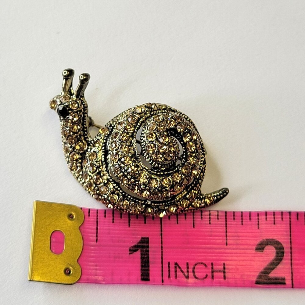 Brown Rhinestone Snail Brooch Pin - Picture 5 of 8